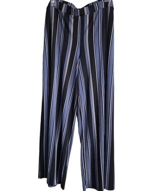 Cato Wide Leg Striped Pants in Navy, Black & White